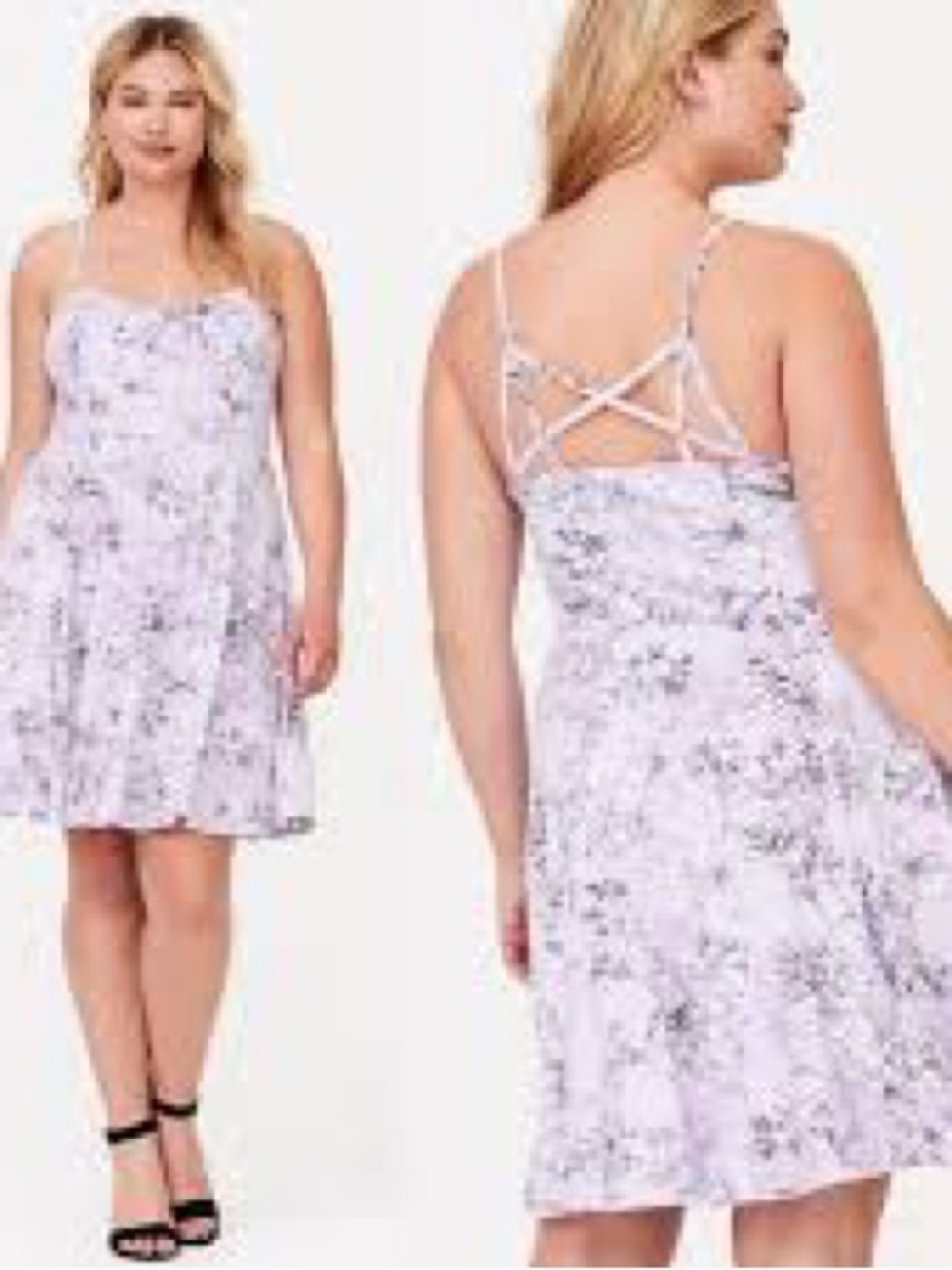 torrid Lavender Floral Mini Dress with Strappy Back